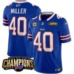 Buffalo Bills #40 Von Miller Blue 2023 F.U.S.E. AFC East Champions With 4-Star C Ptach Stitched Jersey