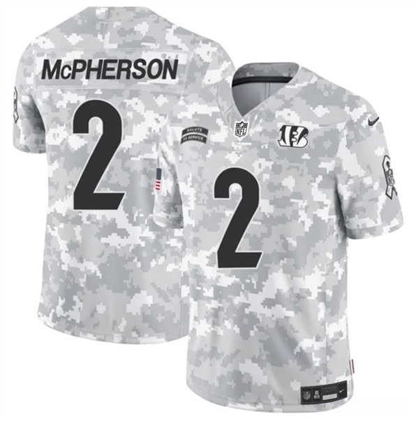 Cincinnati Bengals #2 Evan McPherson Arctic Camo 2024 F.U.S.E. Salute To Service Limited Stitched Jersey
