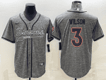 Denver Broncos #3 Russell Wilson Grey With Patch Cool Base Stitched Baseball Jersey