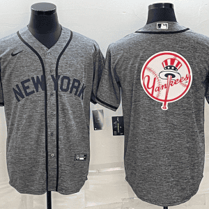New York Yankees Gray Team Big Logo Cool Base Stitched Jersey