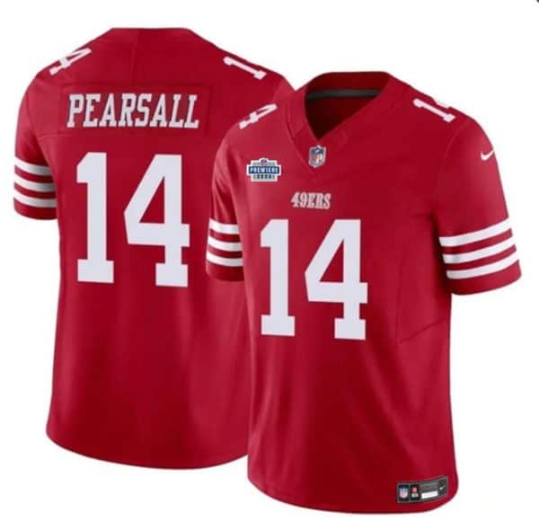 San Francisco 49ers #14 Ricky Pearsall Red 2024 With Draft Patch F.U.S.E. Vapor Untouchable Limited Stitched Jersey