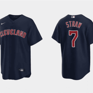 Cleveland Guardians #7 Myles Straw Navy Cool Base Stitched Jersey