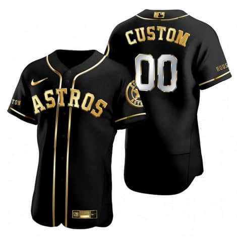 Houston Astros Customized Black Golden Edition Stitched MLB Jersey