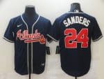 Atlanta Braves #24 Deion Sanders Navy Stitched Jersey