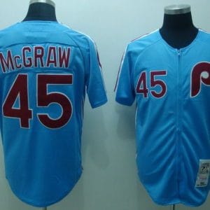 Mitchell And Ness Phillies #45 Tug Mcgraw Blue Stitched Throwback Jersey