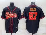 Kansas City Chiefs #87 Travis Kelce Balck Cool Base Stitched Baseball Jersey