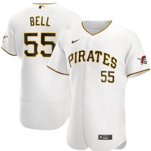 Pittsburgh Pirates White #55 Josh Bell Flex Base Stitched Jersey