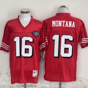 San Francisco 49ers #16 Joe Montana Red Stitched Jersey
