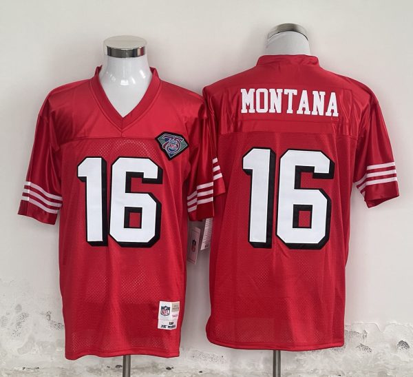 San Francisco 49ers #16 Joe Montana Red Stitched Jersey