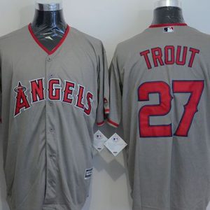 Angels Of Anaheim #27 Mike Trout Grey New Cool Base Stitched Jersey