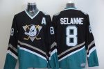 Ducks #8 Teemu Selanne Black CCM Throwback Stitched Jersey