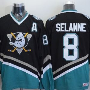 Ducks #8 Teemu Selanne Black CCM Throwback Stitched Jersey