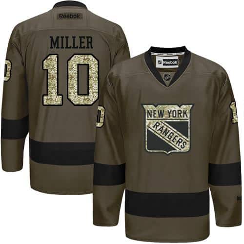 Rangers #10 J.T. Miller Green Salute To Service Stitched Jersey