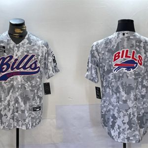 Buffalo Bills Team Big Logo 2024 Arctic Camo Salute To Service Stitched Jersey