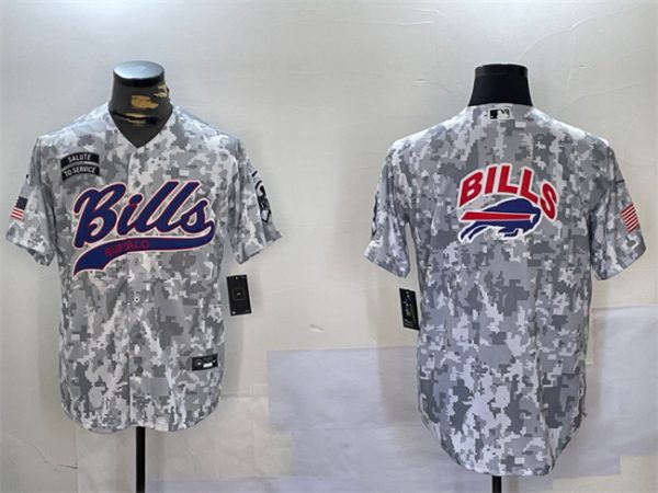 Buffalo Bills Team Big Logo 2024 Arctic Camo Salute To Service Stitched Jersey
