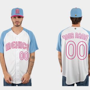 Mexico Custom White Blue 2023 World Classic Stitched Jersey