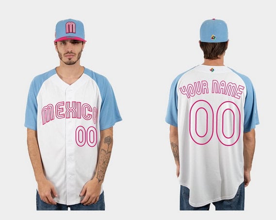 Mexico Custom White Blue 2023 World Classic Stitched Jersey