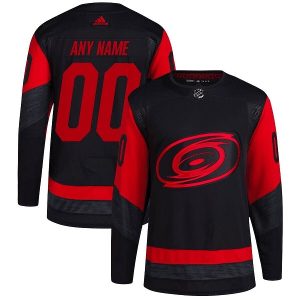 Carolina Hurricanes Custom Black Red Stitched Jersey
