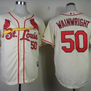 Cardinals #50 Adam Wainwright Cream Stitched Jersey