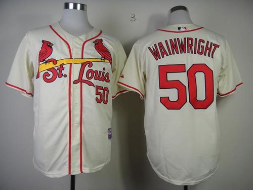 Cardinals #50 Adam Wainwright Cream Stitched Jersey