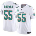 Miami Dolphins #55 Aaron Brewer White 2025 F.U.S.E. With 1-Star C Patch Vapor Limited Stitched Jersey