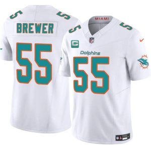Miami Dolphins #55 Aaron Brewer White 2025 F.U.S.E. With 1-Star C Patch Vapor Limited Stitched Jersey