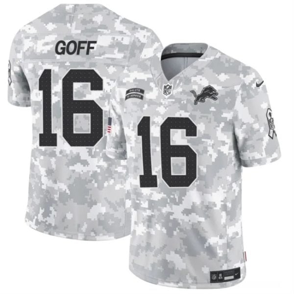 Detroit Lions #16 Jared Goff Arctic Camo 2024 F.U.S.E. Salute To Service Limited Stitched Jersey