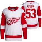 Detroit Red Wings #53 Moritz Seider White Stitched Jersey