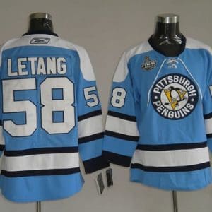 Penguins #58 Kris Letang Stitched Blue Jersey