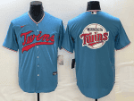 Minnesota Twins Blue Team Big Logo Cool Base Stitched Jersey