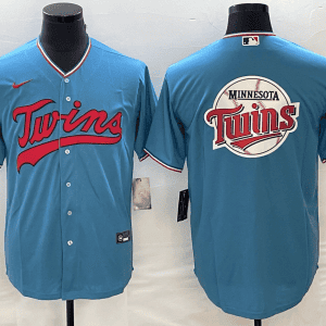 Minnesota Twins Blue Team Big Logo Cool Base Stitched Jersey