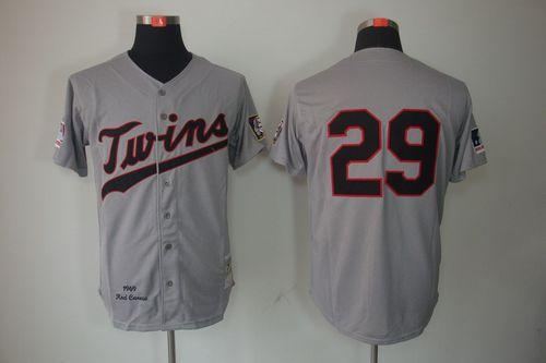 Mitchell And Ness 1969 Twins #29 Rod Carew Grey Throwback Stitched Jersey