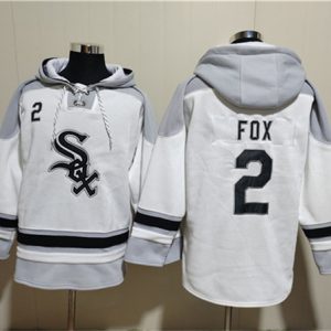 Chicago White Sox #2 Nellie Fox White Ageless Must-Have Lace-Up Pullover Hoodie