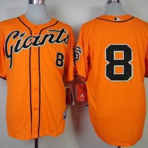 Giants #8 Hunter Pence Orange Cool Base Stitched Jersey