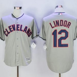 Indians #12 Francisco Lindor Grey New Cool Base Stitched Jersey