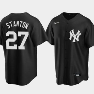 New York Yankees #27 Giancarlo Stanton Black Cool Base Stitched Jersey