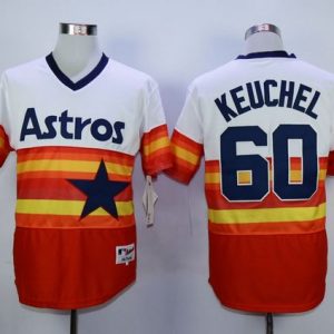 Astros #60 Dallas Keuchel White Orange 1980 Turn Back The Clock Stitched Jersey