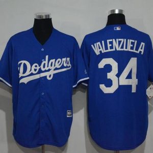 Dodgers #34 Fernando Valenzuela Blue New Cool Base Stitched Jersey