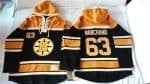 Bruins #63 Brad Marchand Black Sawyer Hooded Sweatshirt Stitched Jersey