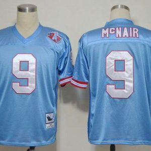 Mitchell And Ness Oilers #9 Steve McNair Blue Throwback Stitched Jersey