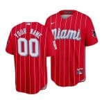 Miami Marlins Customized Custom Red 2021 City Connect Cool Base Stitched Jersey