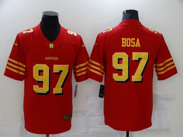 San Francisco 49ers #97 Nick Bosa Red Gold Vapor Untouchable Limited Stitched Jersey