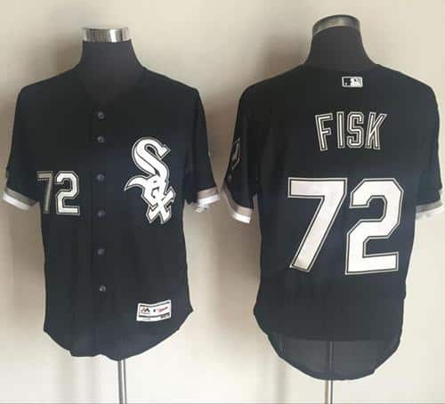 White Sox #72 Carlton Fisk Black Flexbase Authentic Collection Stitched Jersey