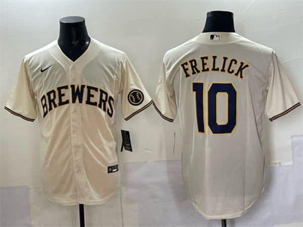 Milwaukee Brewers #10 Sal Frelick Cream Cool Base Stitched Jersey