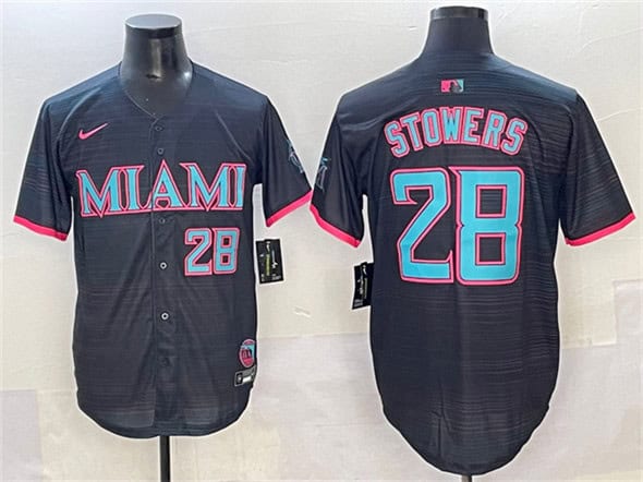 Miami Marlins #28 Kyle Stowers Black 2025 City Connect Limited Stitched Jersey