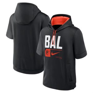 Baltimore Orioles Black Tri Code Lockup Short Sleeve Pullover Hoodie