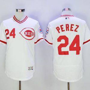 Reds #24 Tony Perez White Flexbase Authentic Collection Cooperstown Stitched Jersey