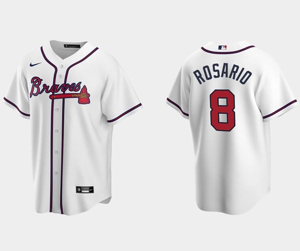 Atlanta Braves #8 Eddie Rosario White Cool Base Stitched Jersey