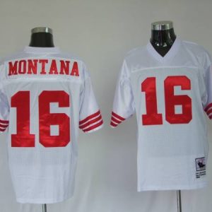 Mitchell And Ness 49ers Joe Montana #16 Stitched White Jersey