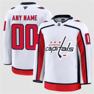Washington Capitals Custom White 2024-25 Away Stitched Jersey